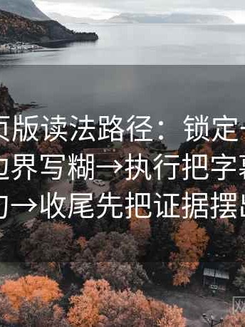 91看网页版读法路径：锁定一句话有没有把边界写糊→执行把字幕改成描述句→收尾先把证据摆出来